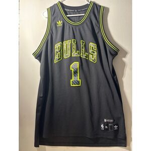 Derrick Rose Adidas Chicago Bulls LE Jersey Black Number 1 XL black neon